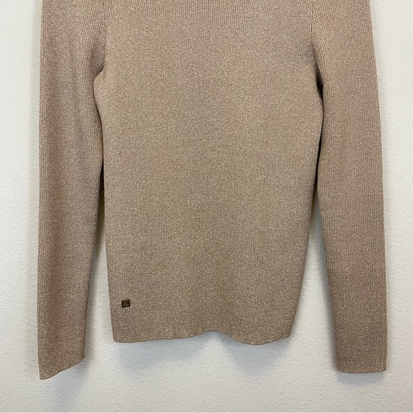 Lauren Ralph Lauren Gold Metallic Ribbed Turtleneck Sweater Size XL - Picture 5 of 11